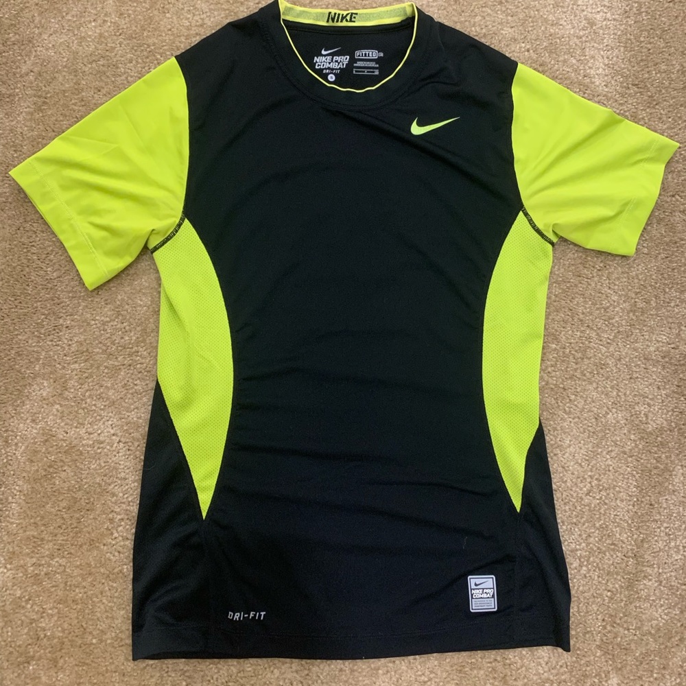 Nike Pro combat compression shirt black neon workout drifit